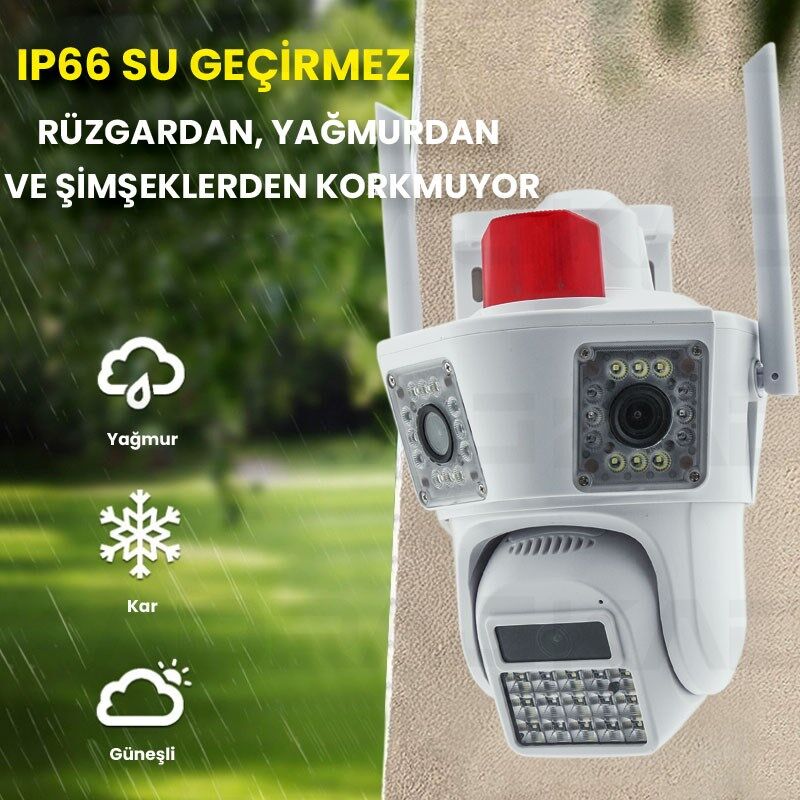 9MP(3+3+3) , 4G Destekli Kamera, 3 Ekranlı , 3 Kameralı, Yapay Zeka,İnsan Algılama, Su Geçirmez