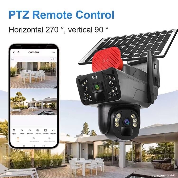 4G, 6MP Çift Lensli PTZ Güvenlik Kamerası – Hareket Algılama  128 GB SD Kart Hediyeli