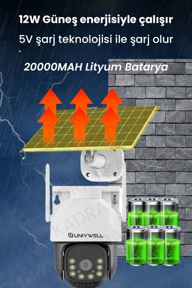 6MP AOV Solar Panelli 4G e-SIM Güvenlik Kamerası – 20000mAh Batarya, 7/24 Sürekli Renkli Kayıt