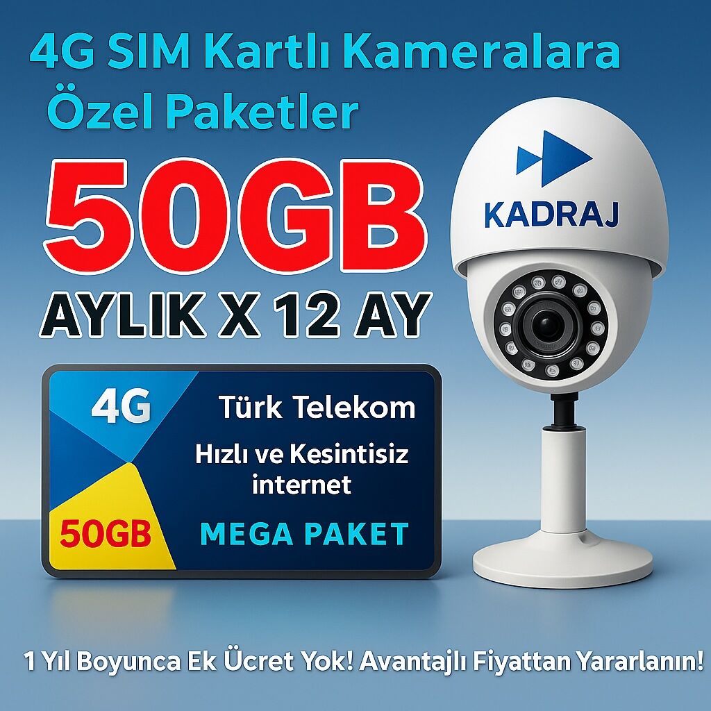 4G KAMERALARA ÖZEL TURK TELEKOM DATA SIM KART HATTI 50GB