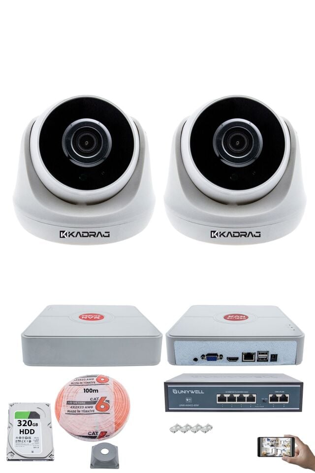 2 Kameralı IP Dome Güvenlik Kamerası Seti | 4MP Ultra HD, 30m Gece Görüş, Ses Alma, Uzaktan İzleme