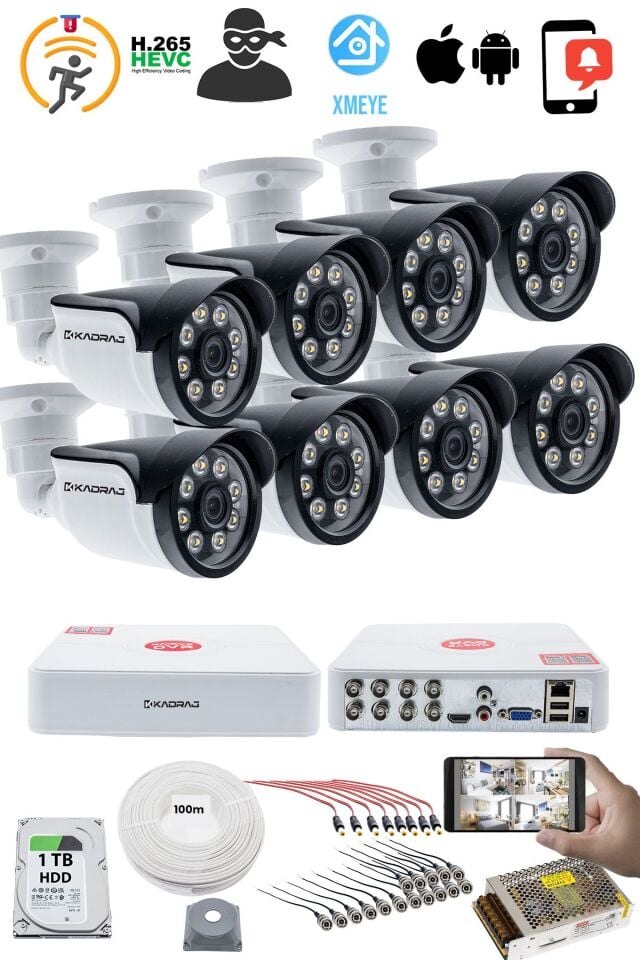 8 KAMERALI GÜVENLİK KAMERASI SETİ - 5MP Sony SecuLensli 1080P AHD, 8 Warm LED,