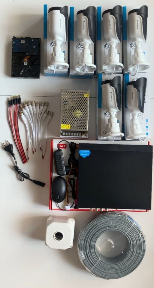 6 Kameralı Güvenlik Kamera Seti - 2TB H.D.D, Gece Görüşlü, Mobil İzleme, 10A SMPS