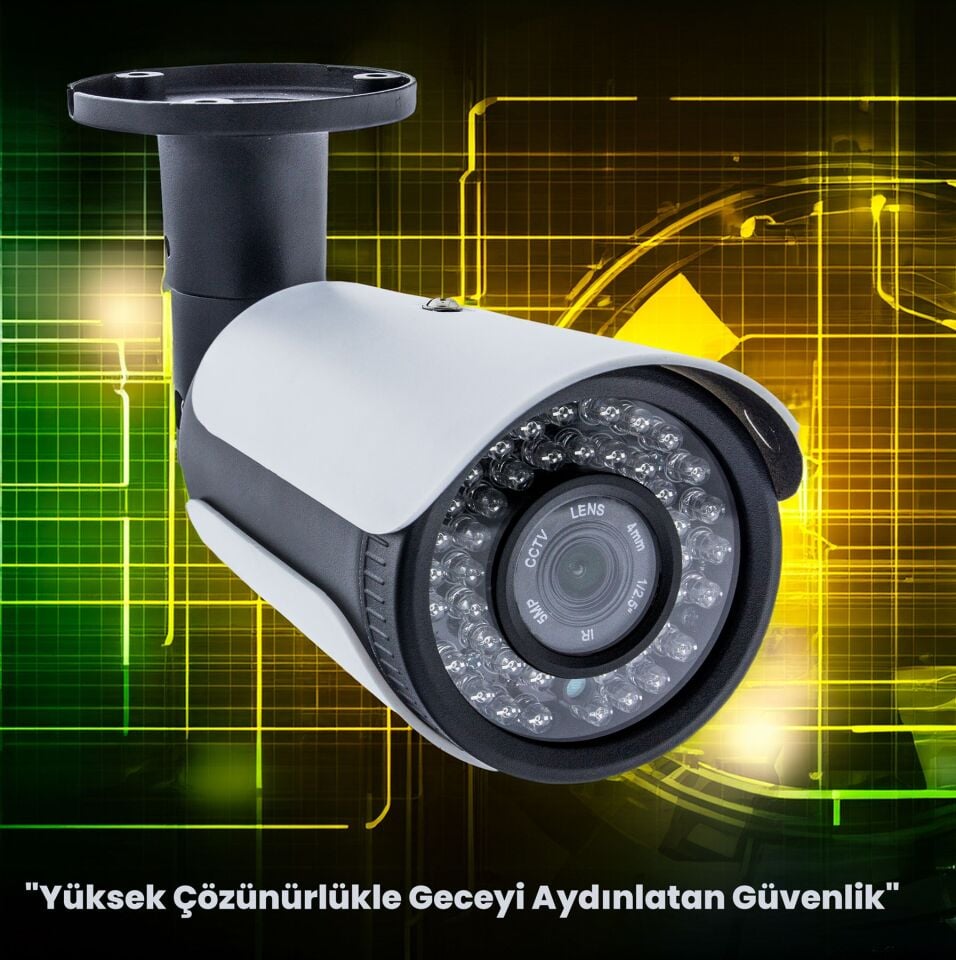Güvenlik Kamera Seti - 6 Kameralı - 5MP Sony SecuLens, Full HD, Gece Görüşü, 2TB Disk + Ses Alma