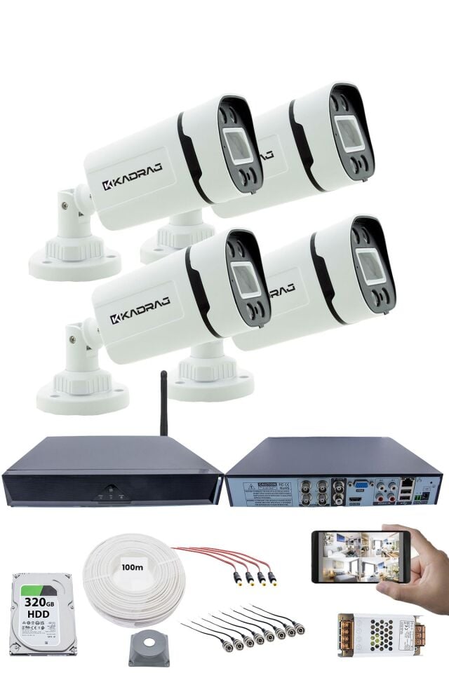 4 Kamera Güvenlik Seti - 5MP Sony SecuLens, 1080p HD AHD, Gece Renkli Görüş, 4x Ultra Warm LED,