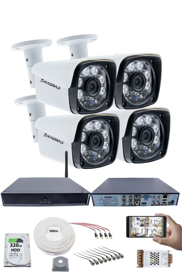 4 Kamera Güvenlik Seti - 5MP Sony SecuLens, 1080P Full HD AHD, 6 ATOM LED, Su Geçirmez,