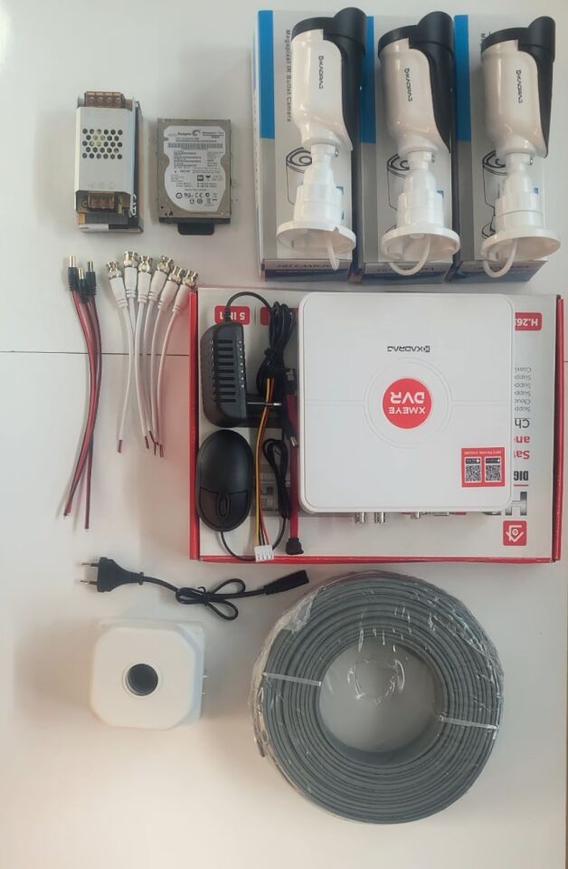 3 Kameralı  Set - 5MP Sony SecuLens, 1080p Full HD AHD, Gece Görüşlü, 6 Atom LED, IP66 Plastik Kasa