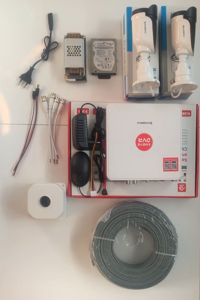 2 Kameralı Set - 5MP Sony SecuLensli, 1080P Full HD AHD, 6 Atom LED, Gece Görüşlü, IP66 Plastik Kasa