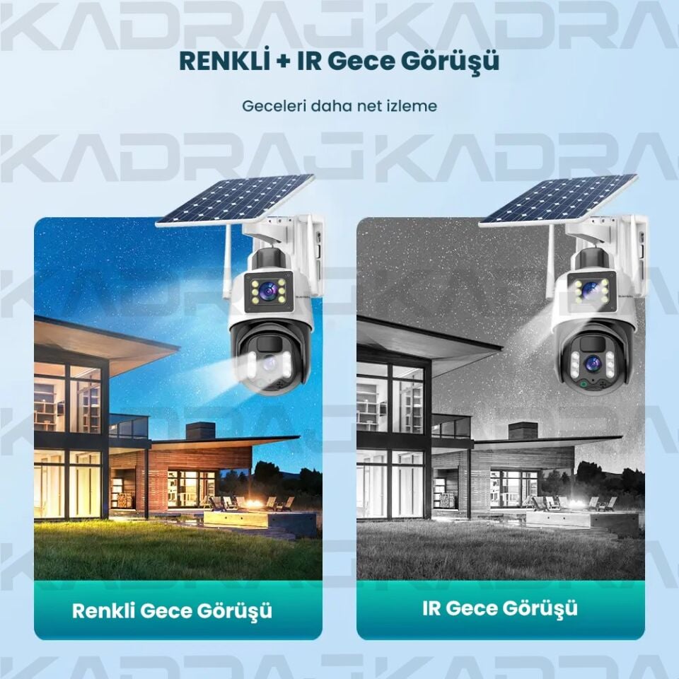 UNIYWELL 4G Solar Panelli Güvenlik Kamerası, Güneş Enerjili , 8MP Çift Lens, Sim Kartlı, Su Geçirmez