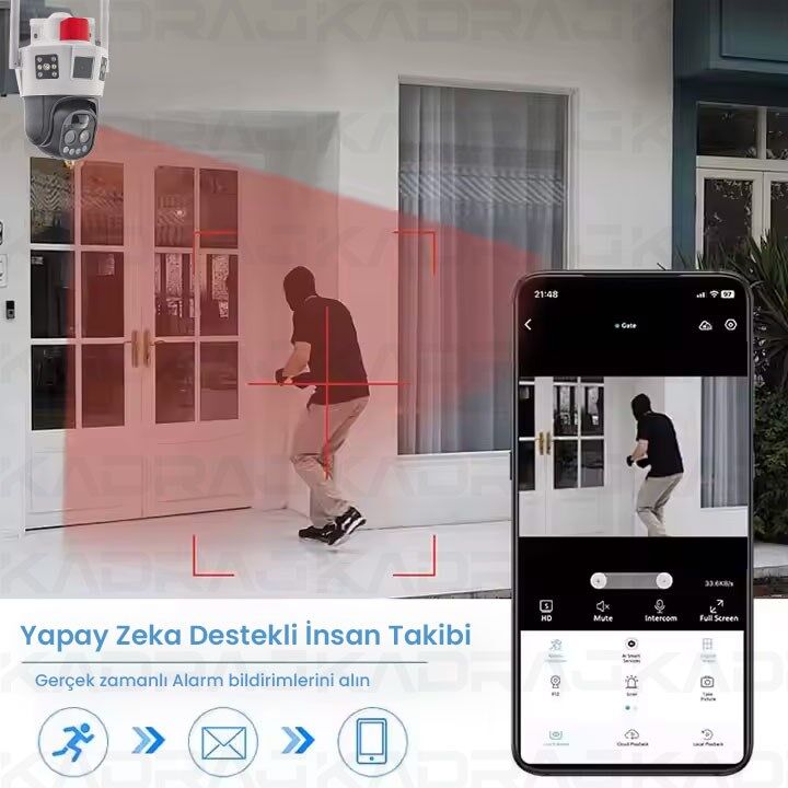 4G SOLAR PANELLİ, 10X ZOOM, 12000MAH. BATARYA, 2 YÖNLÜ KONUŞMA,YAPAY ZEKA İNSAN TAKİBİ,SESLİ ALARM