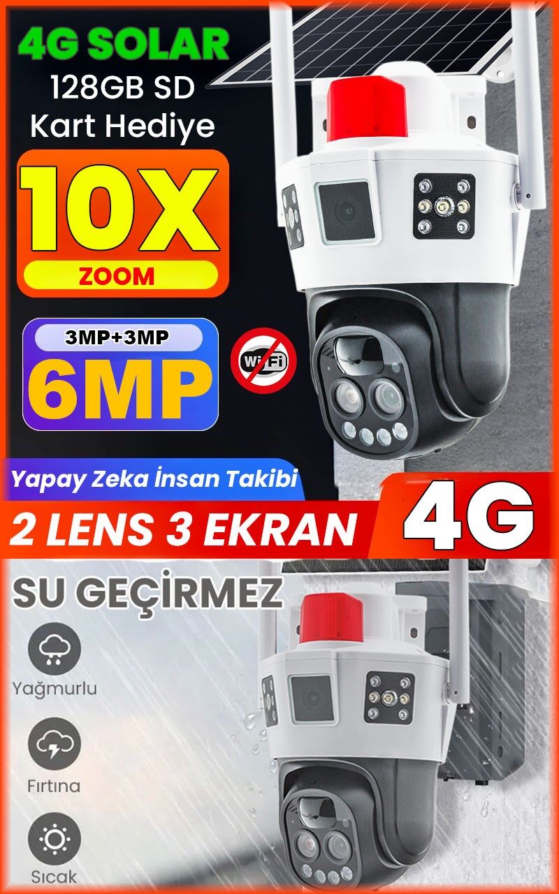 4G SOLAR PANELLİ, 10X ZOOM, 12000MAH. BATARYA, 2 YÖNLÜ KONUŞMA,YAPAY ZEKA İNSAN TAKİBİ,SESLİ ALARM