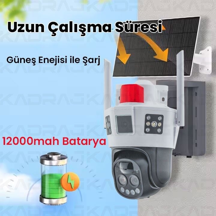 4G SOLAR PANELLİ, 10X ZOOM, 12000MAH. BATARYA, 2 YÖNLÜ KONUŞMA,YAPAY ZEKA İNSAN TAKİBİ,SESLİ ALARM