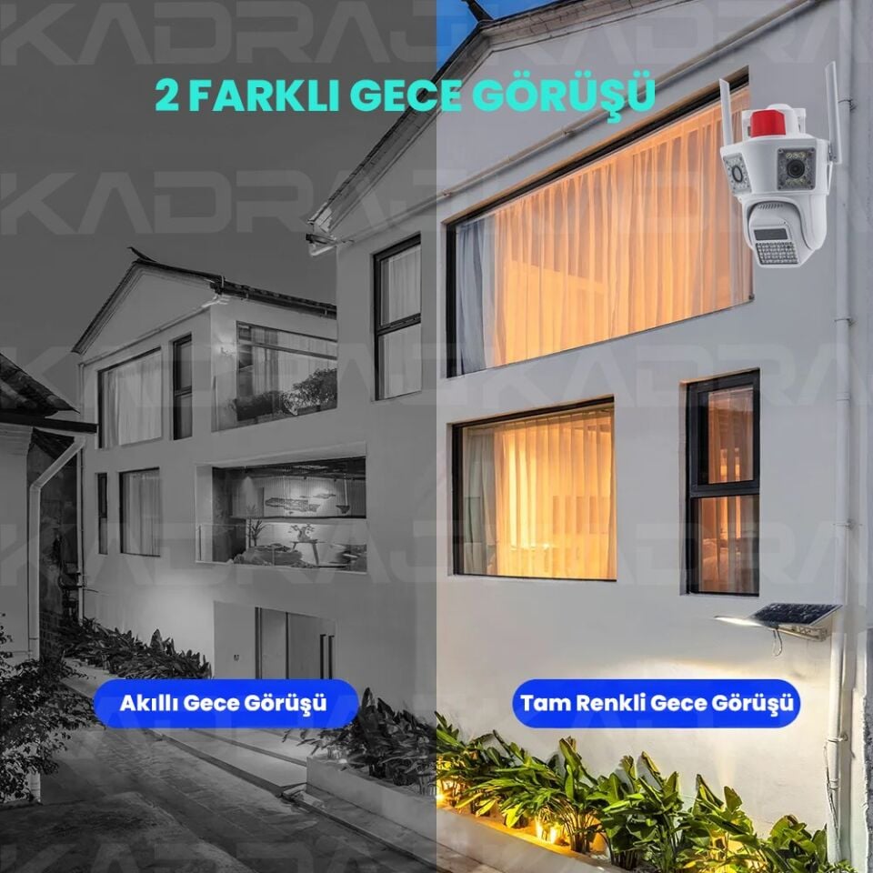 9MP(3+3+3) , 4G Destekli Kamera, 3 Ekranlı , 3 Kameralı, Yapay Zeka,İnsan Algılama, Su Geçirmez