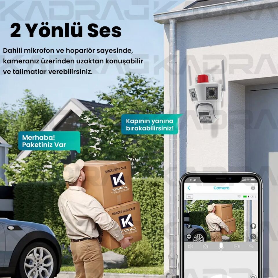 9MP(3+3+3) , 4G Destekli Kamera, 3 Ekranlı , 3 Kameralı, Yapay Zeka,İnsan Algılama, Su Geçirmez