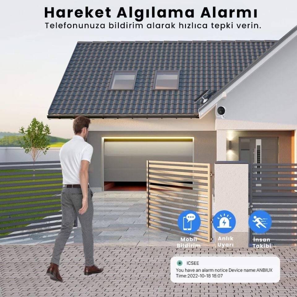 Kablosuz 1080P Şarj Edilebilir Bataryalı Wifi Kamera - Solar Panel Desteği (Solar Panel Dahil Değil)