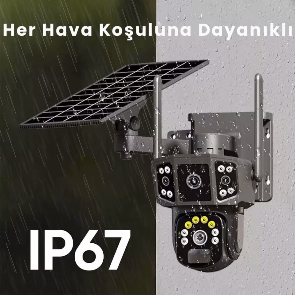 Çift Lens, 10X Zoom, 4G Kamera, Kablosuz 4G Güneş Enerjili Kamera