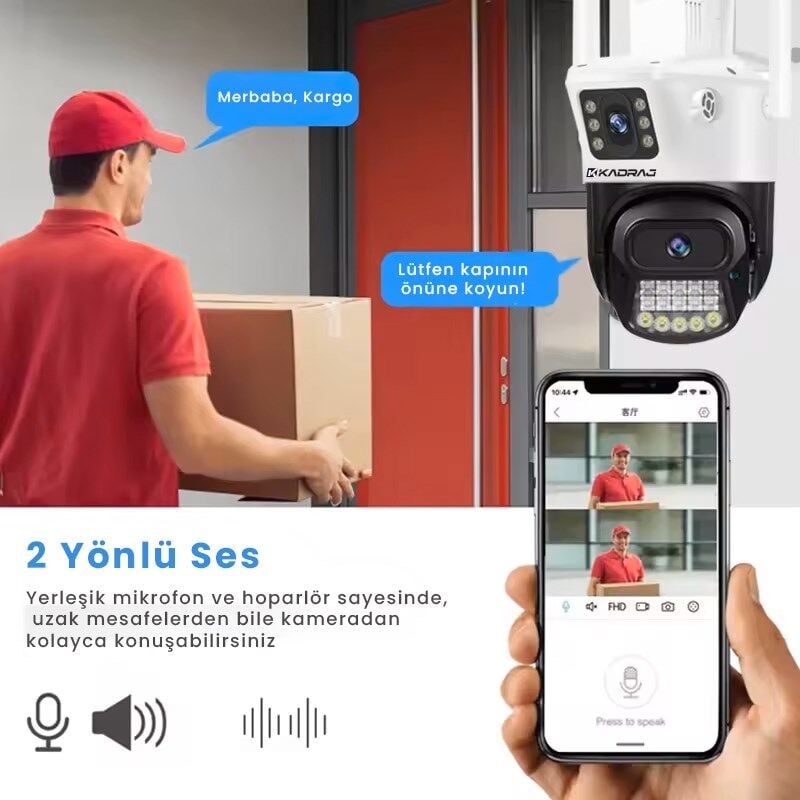 4G, 6MP CCTV 4G PTZ Güvenlik Kamerası - IP66 Su Geçirmez, Renkli IR Gece Görüş, Otomatik İzleme,