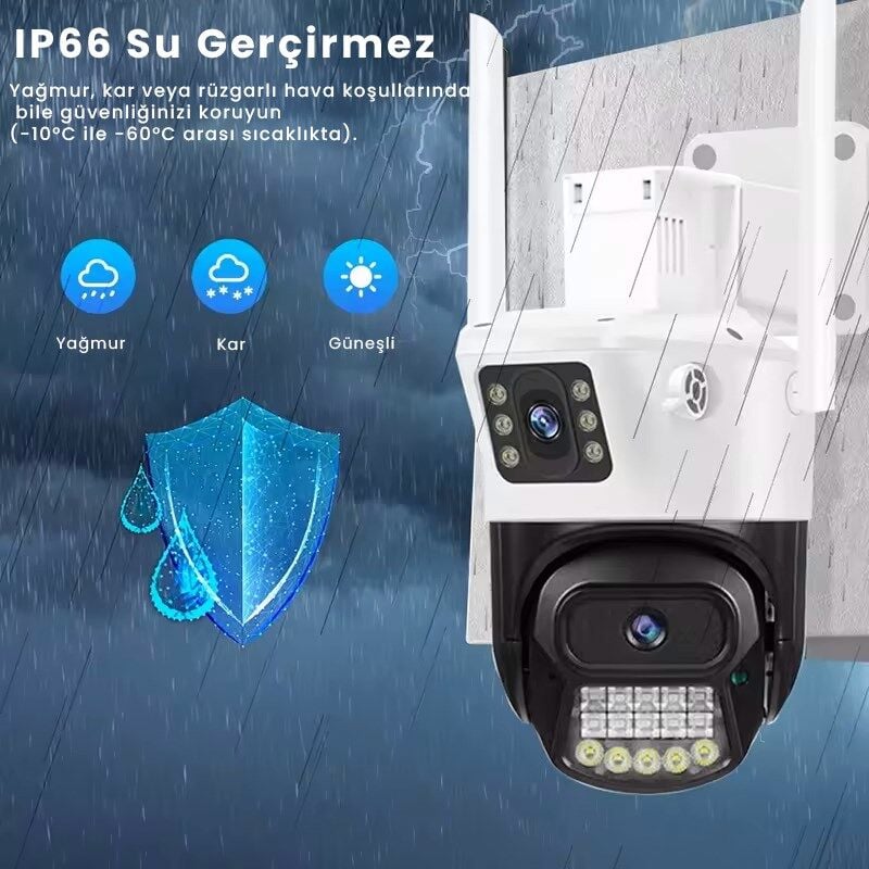 4G, 6MP CCTV 4G PTZ Güvenlik Kamerası - IP66 Su Geçirmez, Renkli IR Gece Görüş, Otomatik İzleme,