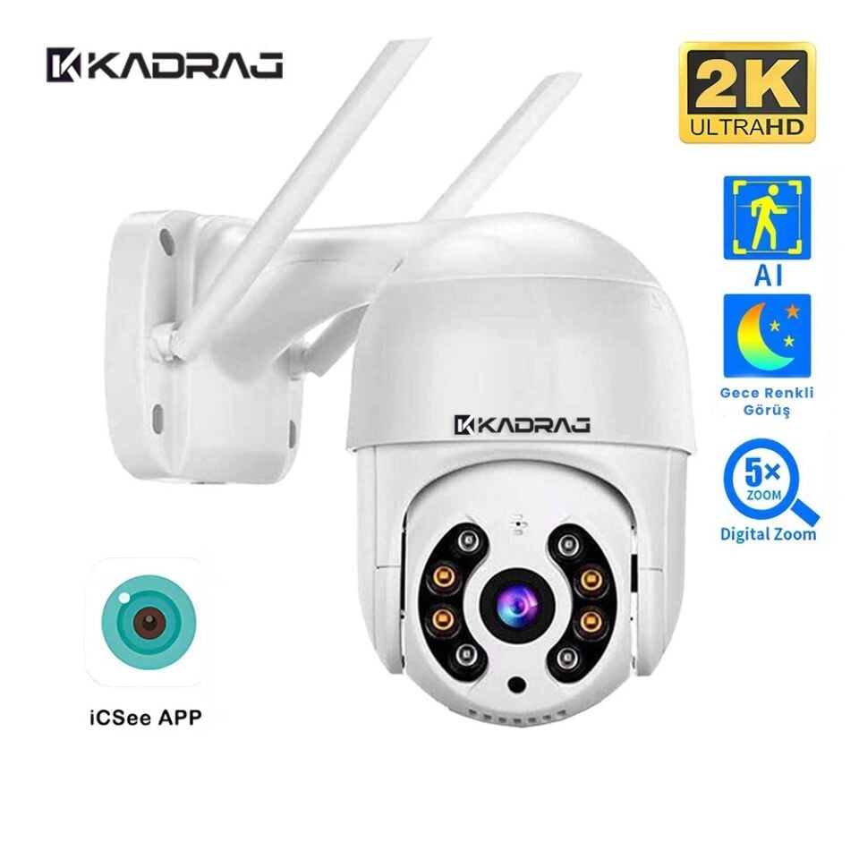 4MP 2K IP Speed Dome Kamera - Akıllı Takip, PTZ, Gece Görüşlü, Kablosuz WiFi, Açık Alan Gözetim