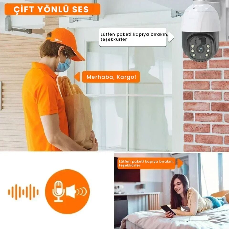 5MP 4G SIM Kartlı Güneş Şarjlı Kablosuz Güvenlik Dome IP Kamera - PIR, Renkli Gece Görüşlü