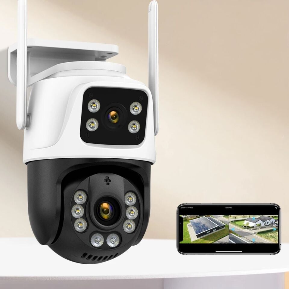Çift Lens Çift Ekran ile Kadraj 8MP 4K PTZ WIFI Kamera: AI İnsan Algılama Kablosuz CCTV Güvenlik IP