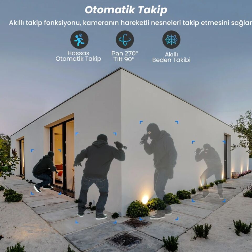 Çift Lens Çift Ekran ile Kadraj 8MP 4K PTZ WIFI Kamera: AI İnsan Algılama Kablosuz CCTV Güvenlik IP