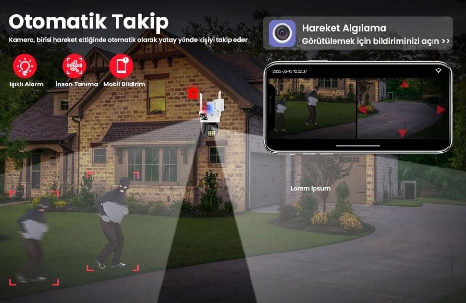 4MP HD WIFI IP Kamera Açık PTZ Çift Lensli AI İle Akıllı İzleme Güvenlik CCTV Kamera