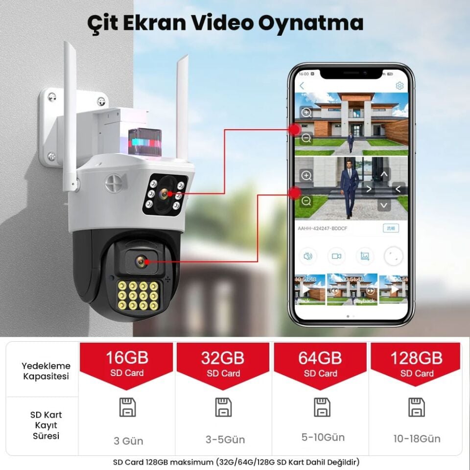 4MP HD WIFI IP Kamera Açık PTZ Çift Lensli AI İle Akıllı İzleme Güvenlik CCTV Kamera