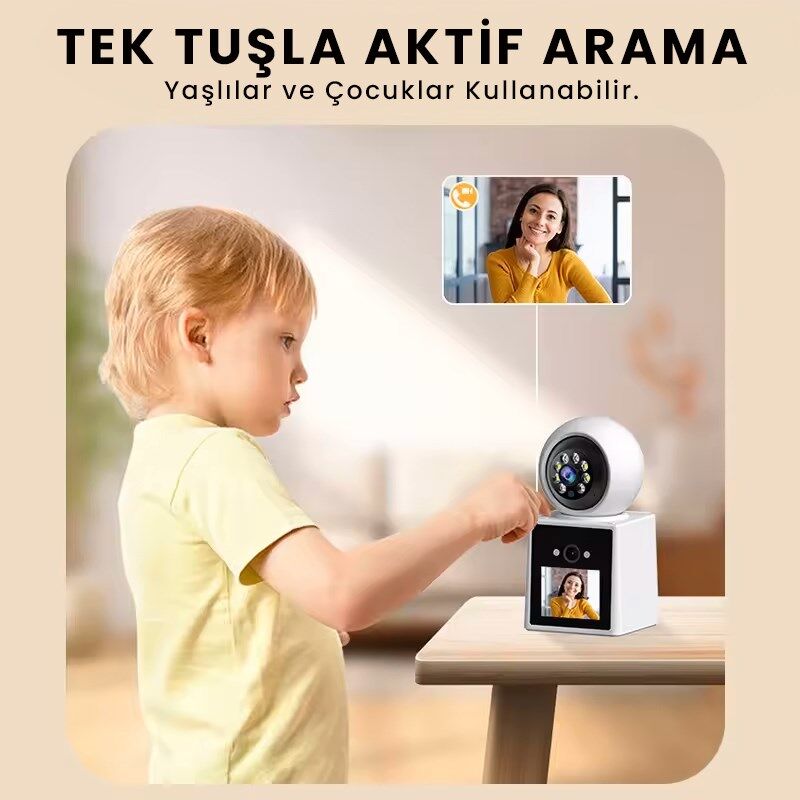 Çift Lensli 6MP,  Wi-Fi Panorama Bebek Kamerası - Video Görüşme, İç Mekan Kamera, Renkli Gece Görüşü