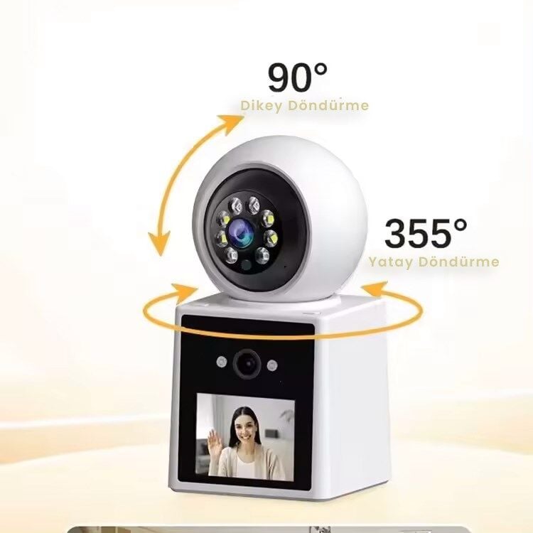 Çift Lensli 6MP,  Wi-Fi Panorama Bebek Kamerası - Video Görüşme, İç Mekan Kamera, Renkli Gece Görüşü