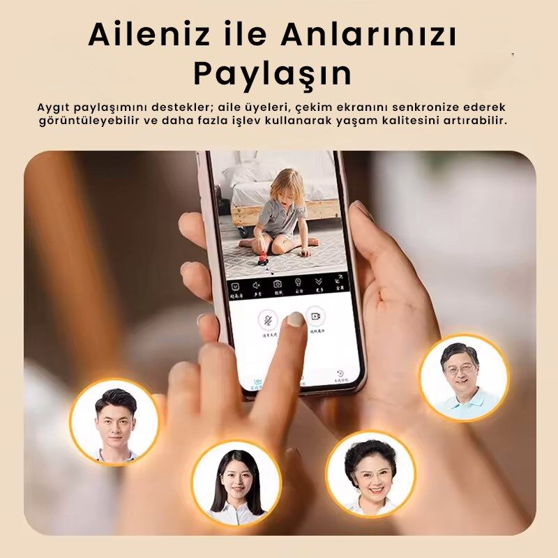 Çift Lensli 6MP,  Wi-Fi Panorama Bebek Kamerası - Video Görüşme, İç Mekan Kamera, Renkli Gece Görüşü