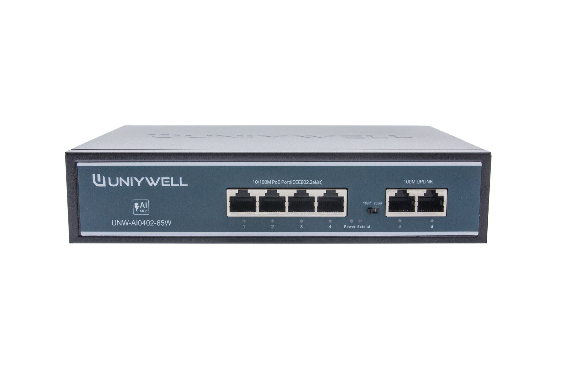 Uniywell 4 Port PoE Switch + 2 Uplink | 65W İç Güç Ünitesi | UNW-AI0402-65W