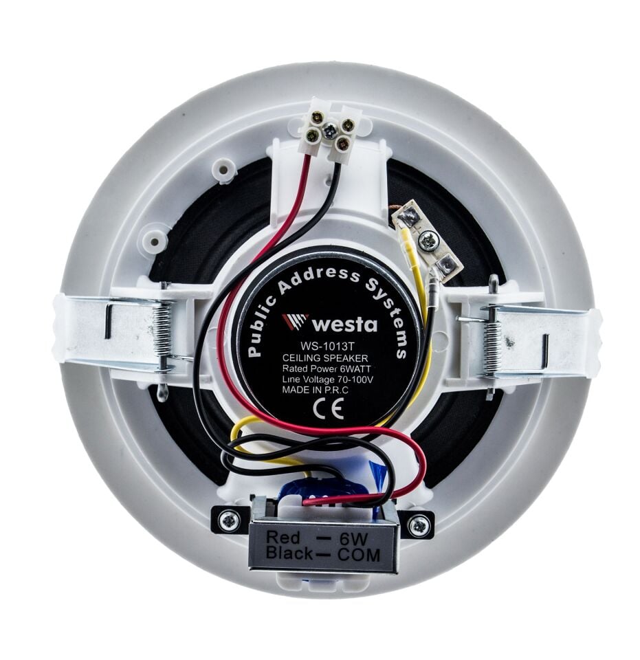 WS-1013T Tavan Hoparlörü - 6W, 5.25 inç, 70-100V, 91dB Hassasiyet, Şık Beyaz Tasarım, Kolay Montaj