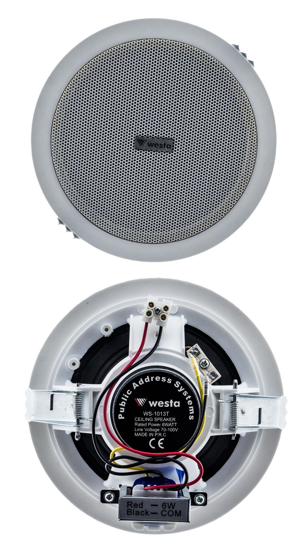 WS-1013T Tavan Hoparlörü - 6W, 5.25 inç, 70-100V, 91dB Hassasiyet, Şık Beyaz Tasarım, Kolay Montaj