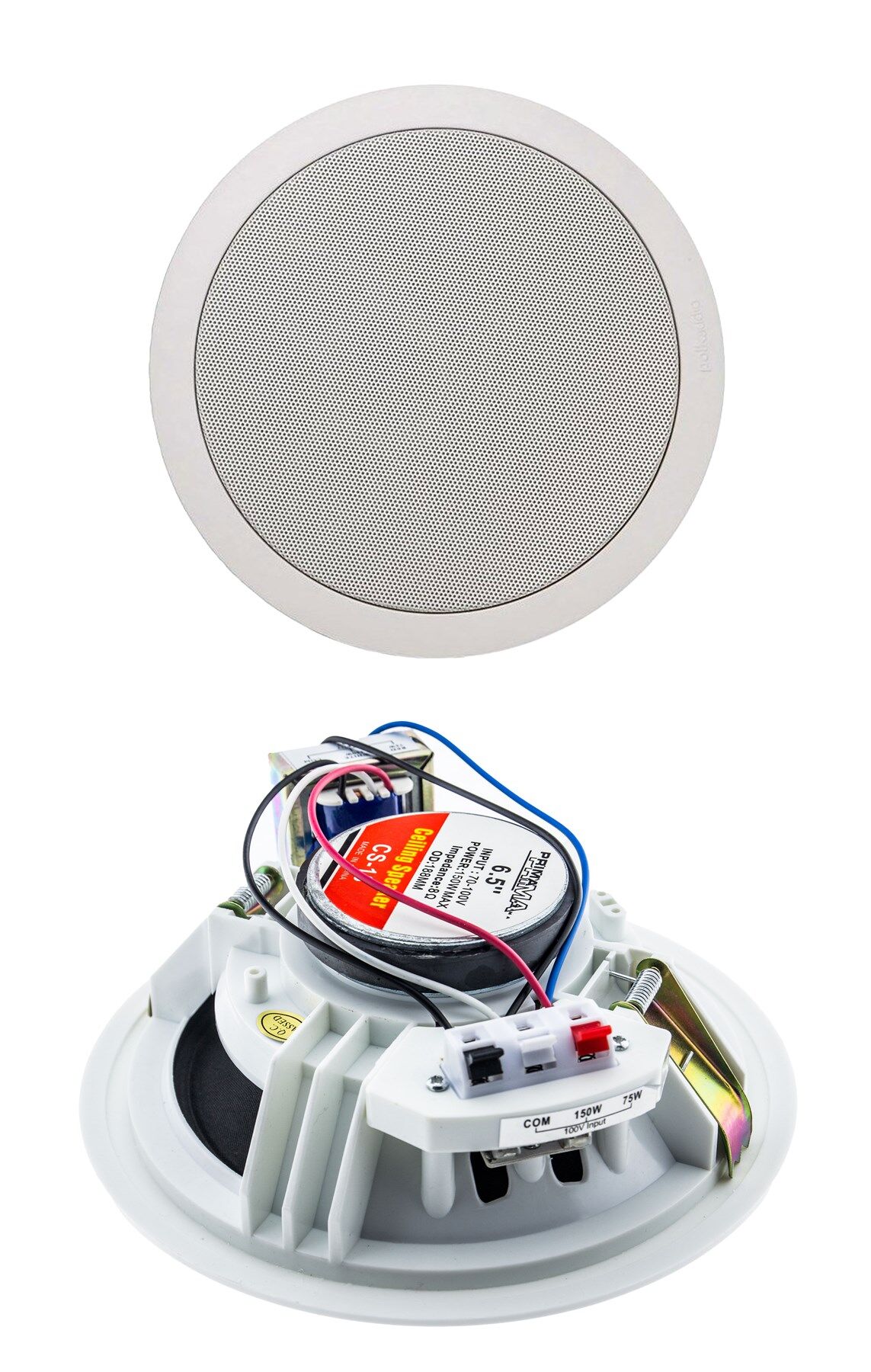 CS-13 Tavan Hoparlörü - 150W, 6.5 inç, 70-100V Giriş, 8 Ohm, Estetik Tasarım, Kolay Montaj