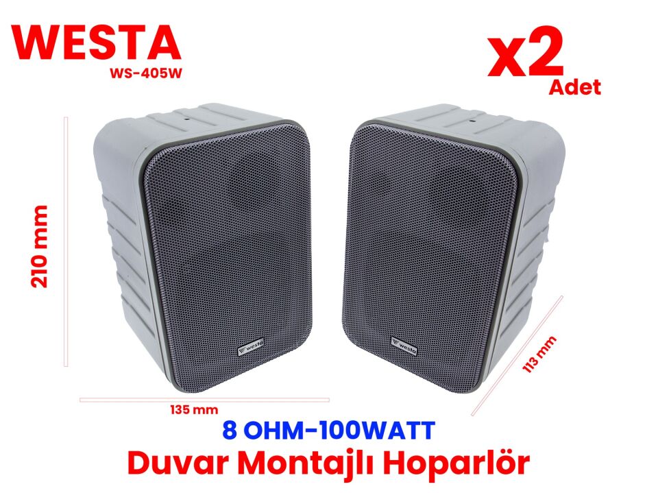WS-405W Duvar Tipi Hoparlör - 100W, 91dB Hassasiyet, 80-16kHz Frekans Aralığı, 8 Ohm, 100V