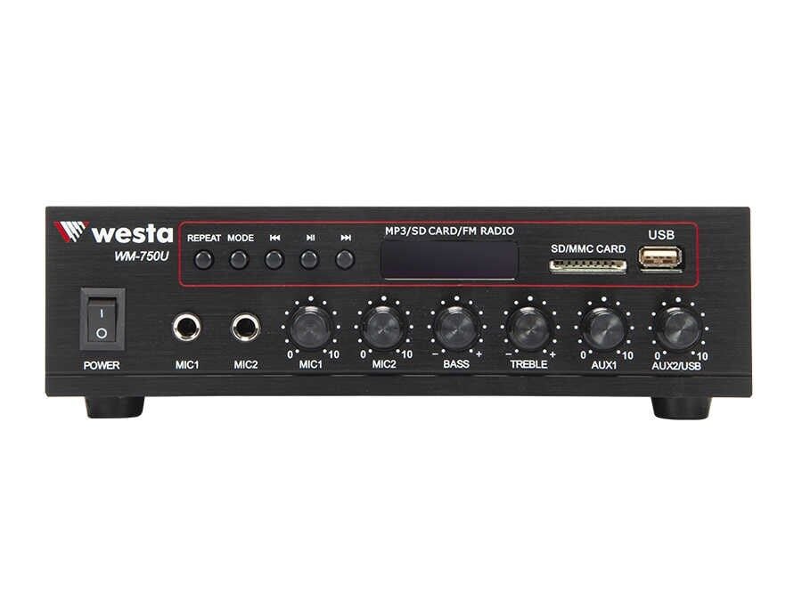 WM-750U Profesyonel Amfi 80W/100V - MP3, USB, Bluetooth, Mikro SD Destekli, Çok Yönlü Ses Çözümleri