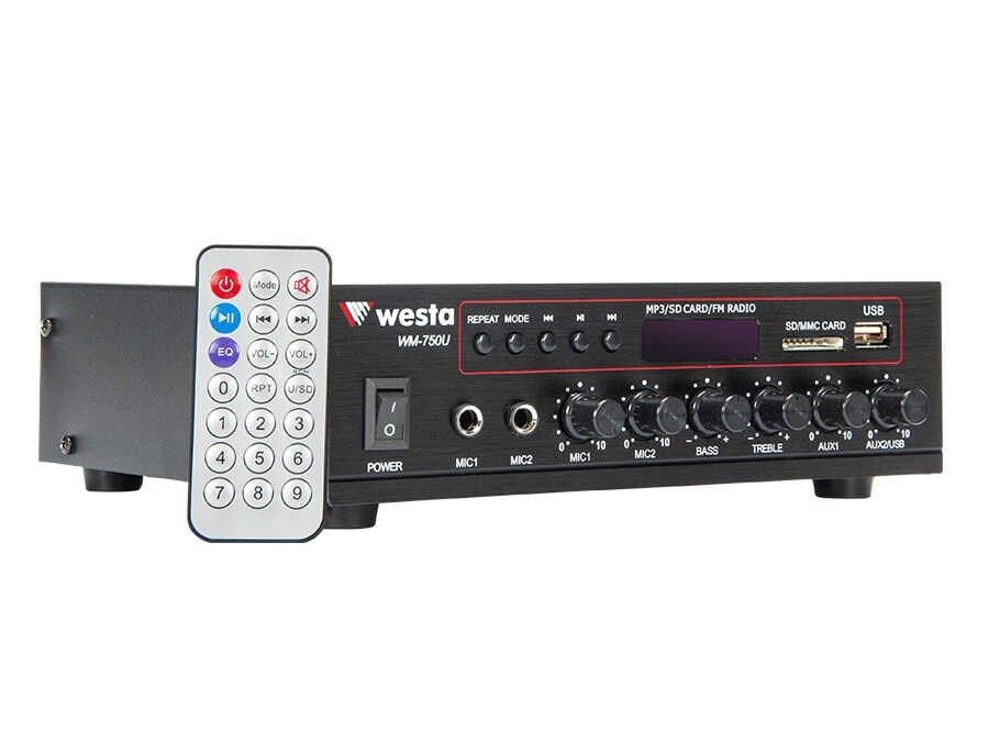 WM-750U Profesyonel Amfi 80W/100V - MP3, USB, Bluetooth, Mikro SD Destekli, Çok Yönlü Ses Çözümleri