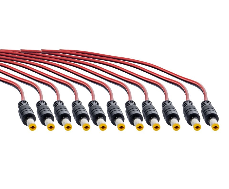 12V Kamera Besleme Power Jack - CCTV Güvenlik Kameraları için, 10 Adet