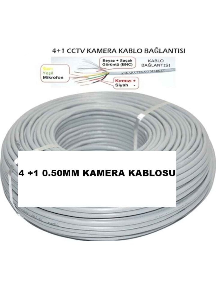 Kadraj CCTV Kablo 4+1 2x0,50 mm² 100 mt - Güvenlik Kamerası İçin