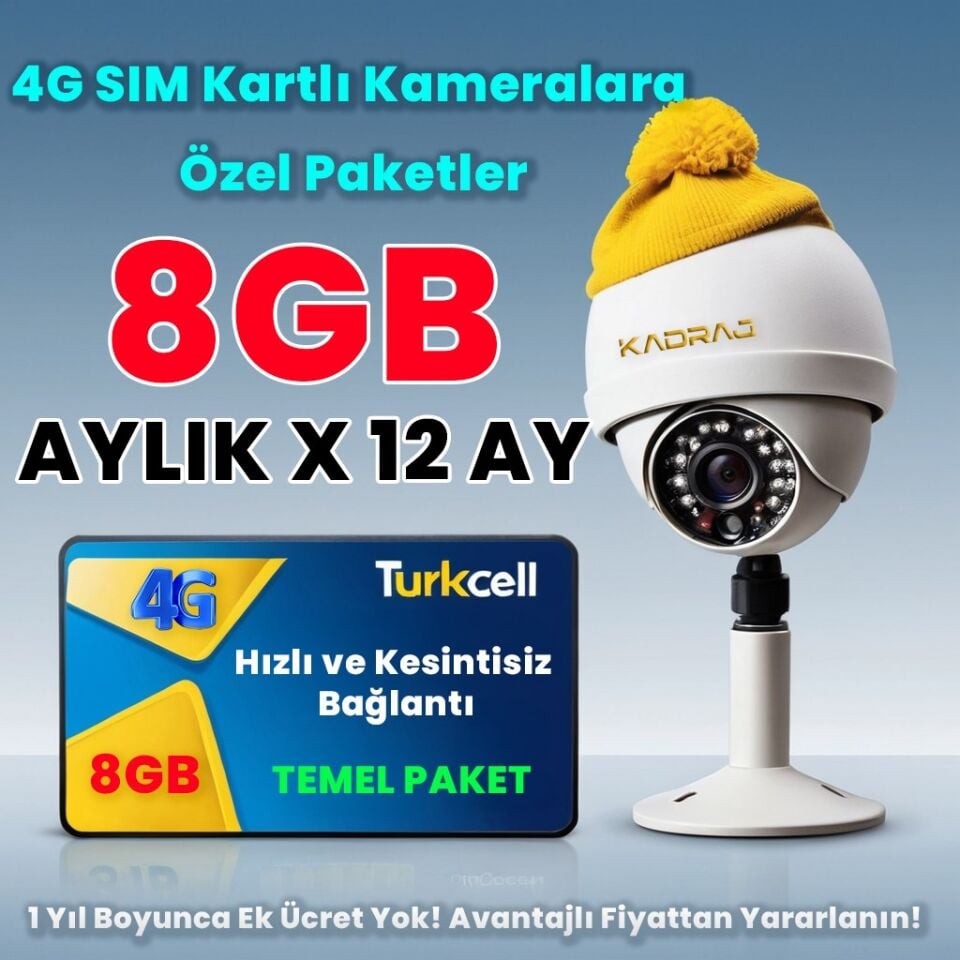 4G KAMERALARA ÖZEL TURKCELL DATA SIM KART HATTI (8GB/AY) - TEMEL PAKET