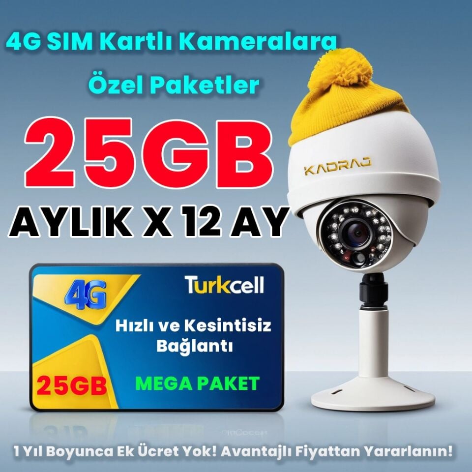 4G KAMERALARA ÖZEL TURKCELL DATA SIM KART HATTI (25GB/AY) - MEGAPAKET