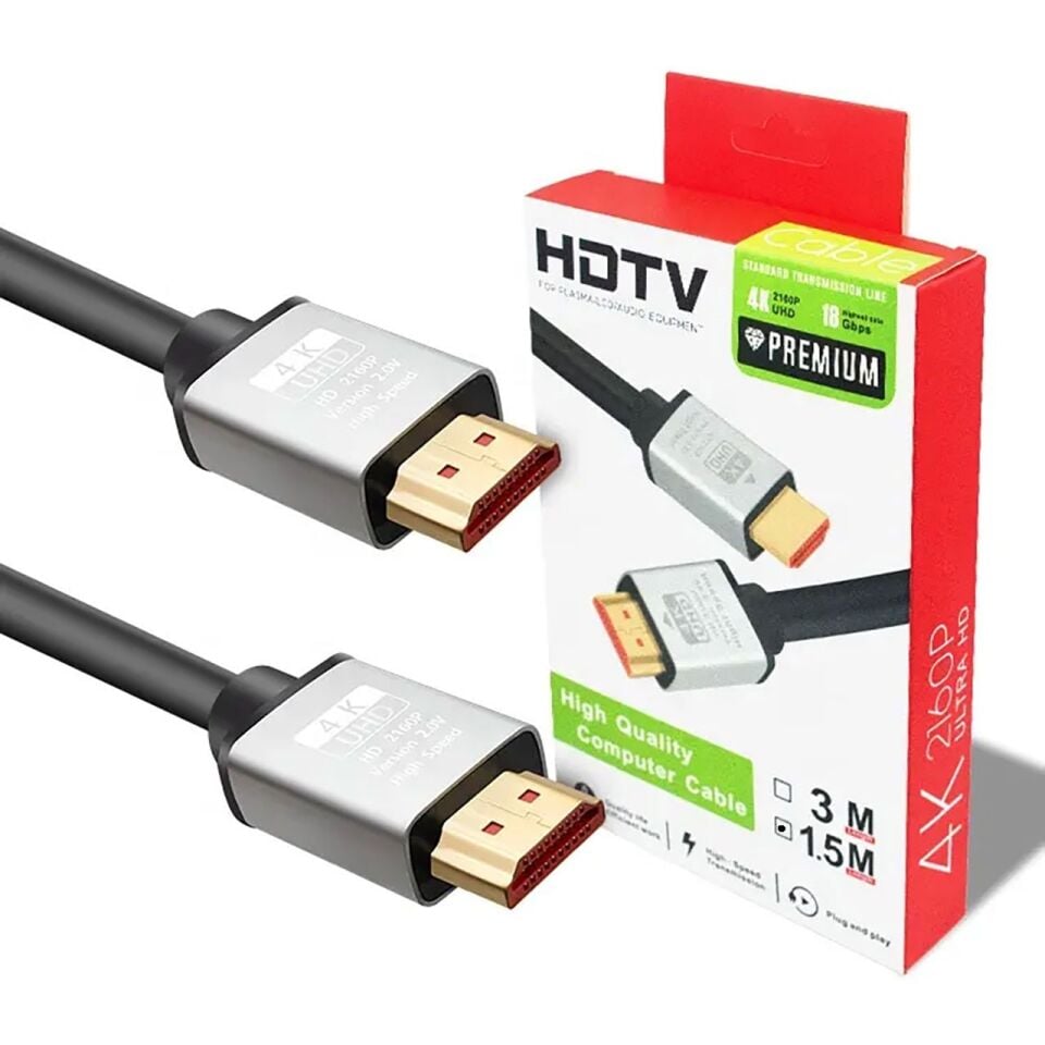 1.5m HDMI Kablosu | 4K@60Hz, 8K  Destekli | Altın Kaplama Konektör | Dayanıklı PVC Kaplama