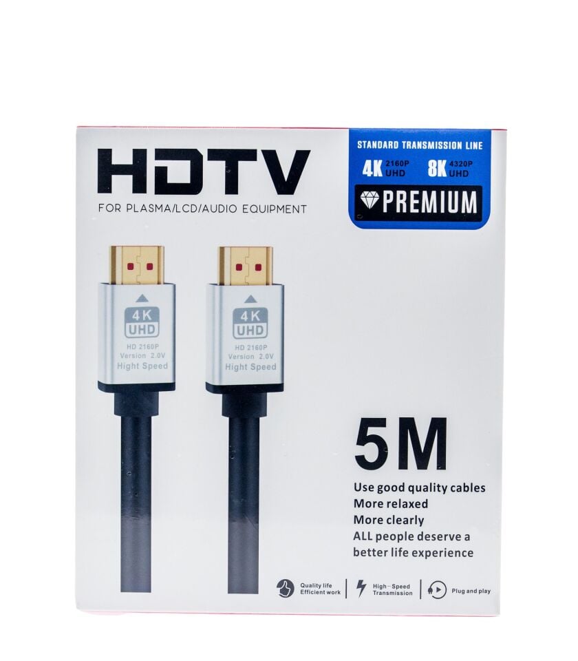 5m HDMI Kablosu | 4K@60Hz, 8K  Destekli | Altın Kaplama Konektör | Dayanıklı PVC Kaplama