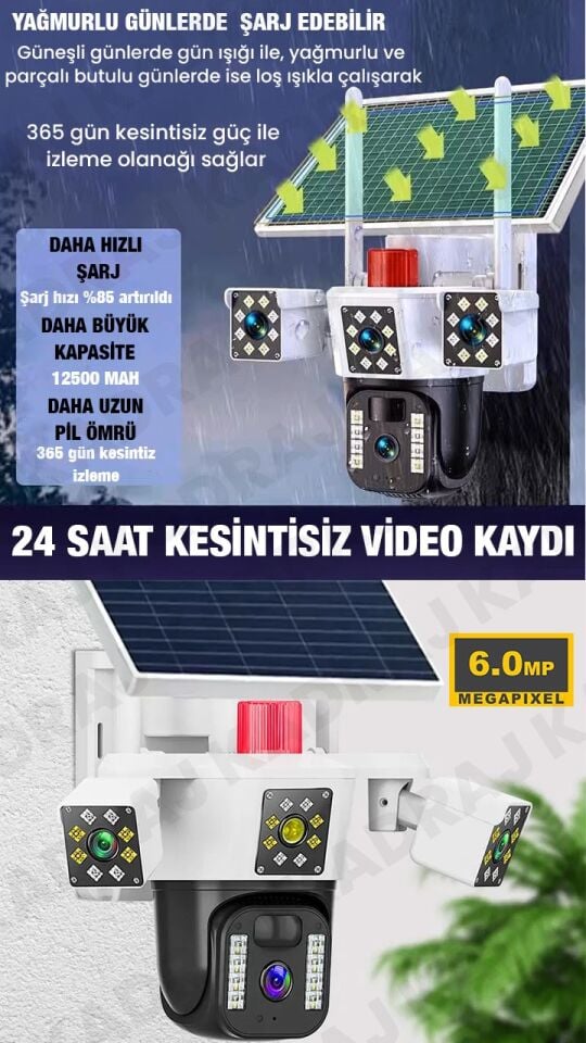 OKAM 3030 - GÜNEŞ PANELLİ | SIM KARTLI |  8GB DATA HATTI  | 128GB SD KART | 6MP | 2 LENS 3 EKRAN