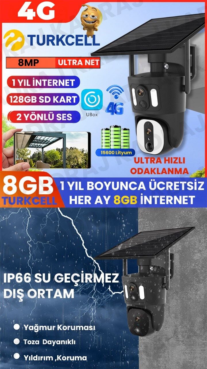 8MP | 15600 MAH. | ULTRA HIZLI ODAKLANMA | 1 YIL INTERNET | 128GB SD KART |  2 YÖNLÜ SES | 2025 YENİ