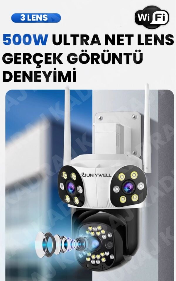 WIFI Güvenlik Kamerası | 9MP | 12V DC | 2 Yönlü Ses | Hareket Algılama Tam Renki Gece Görüşü Alarm