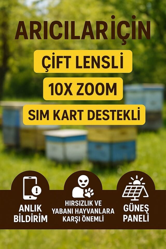 Arıcılara Özel Solar Kamera - Güneş Panelli Kamera, Sim Kartlı Kamera, Alarm,İki Yönlü Konuşma,