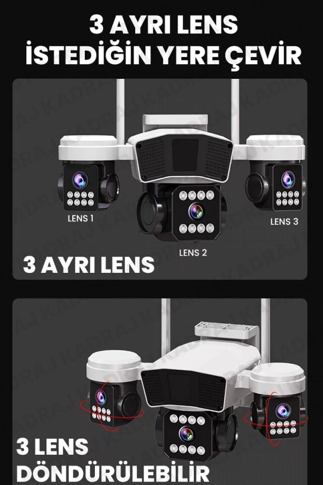Kadraj 3036 PRO WIFI KAMERA -  Mobil Bildirim - Hareket Algılama - Kişi Takibi  - Sesli Alarm