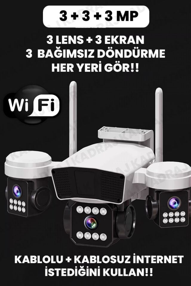 Kadraj 3036 PRO WIFI KAMERA -  Mobil Bildirim - Hareket Algılama - Kişi Takibi  - Sesli Alarm